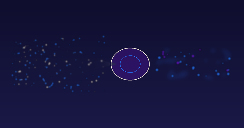 Abstract XYNE diagram: a dense stream of particles flowing into a glowing central liver checkpoint, with only a few particles emerging on the other side, representing first-pass metabolism.