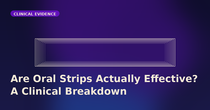 Layered dissolving strip diagram representing the clinical efficacy of sublingual oral strip supplements, XYNE Health brand palette