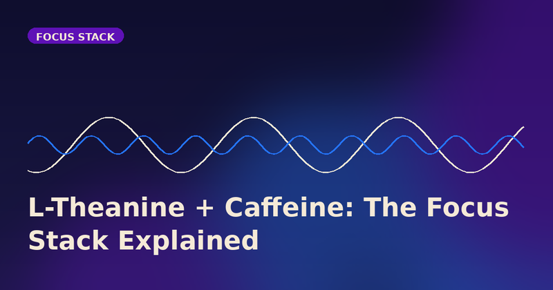 Two intersecting waveforms representing calm focus from L-theanine combined with alert caffeine response, XYNE Health brand palette