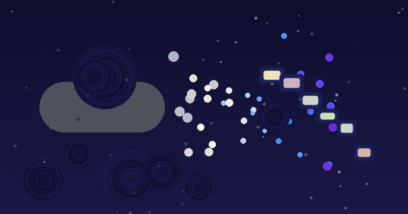 Abstract visualization of a pill dissolving into small particles transitioning into thin strips — representing the shift from pill format to sublingual strips for elderly adults who struggle with swallowing