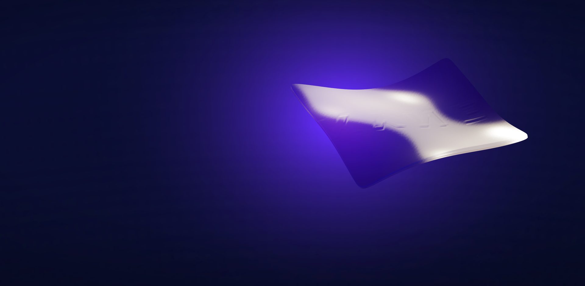 A single dissolvable strip, lit from beneath on a dark field